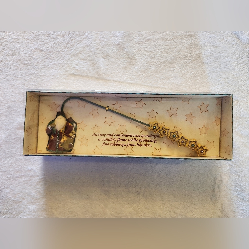 Debbie Mumm Button Santa Claus Candle Snuffer Stars Handle Christmas Vintage NIB - Picture 2 of 9